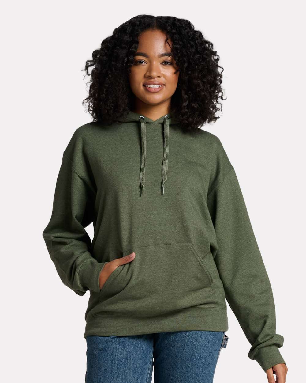 Unisex Ultimate CVC Hooded Sweatshirt - OnModelFront - B01835543 - Military Green Heather