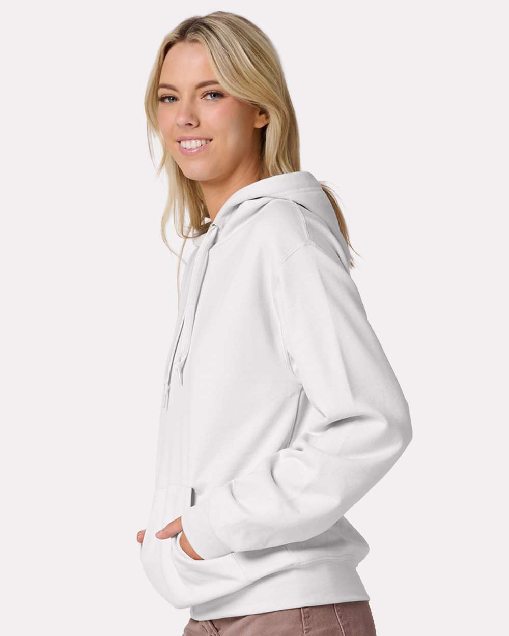 Unisex Ultimate CVC Hooded Sweatshirt - OnModelSide - B01835003 - White