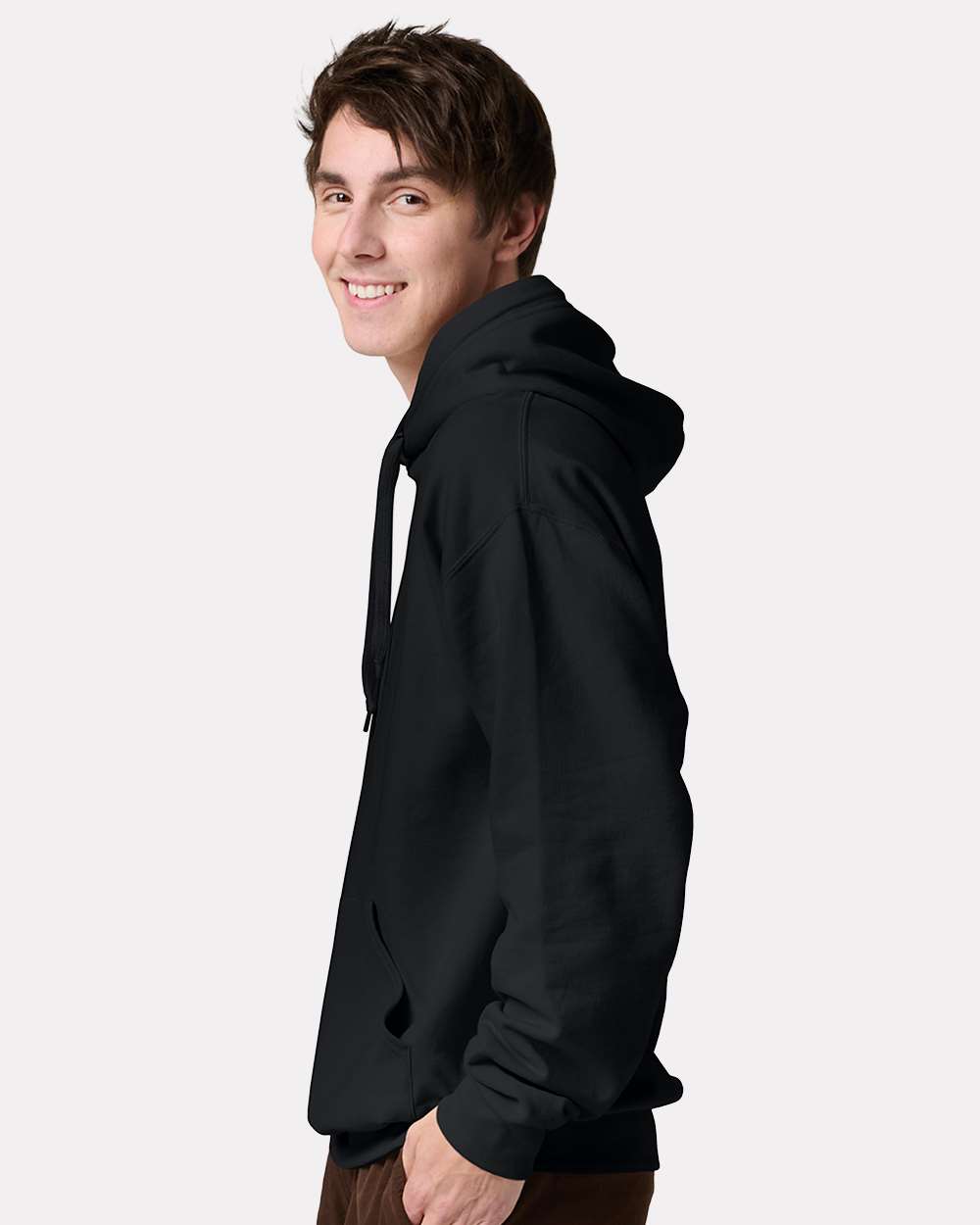 Unisex Ultimate CVC Hooded Sweatshirt - OnModelSide - B01835503 - Black Ink
