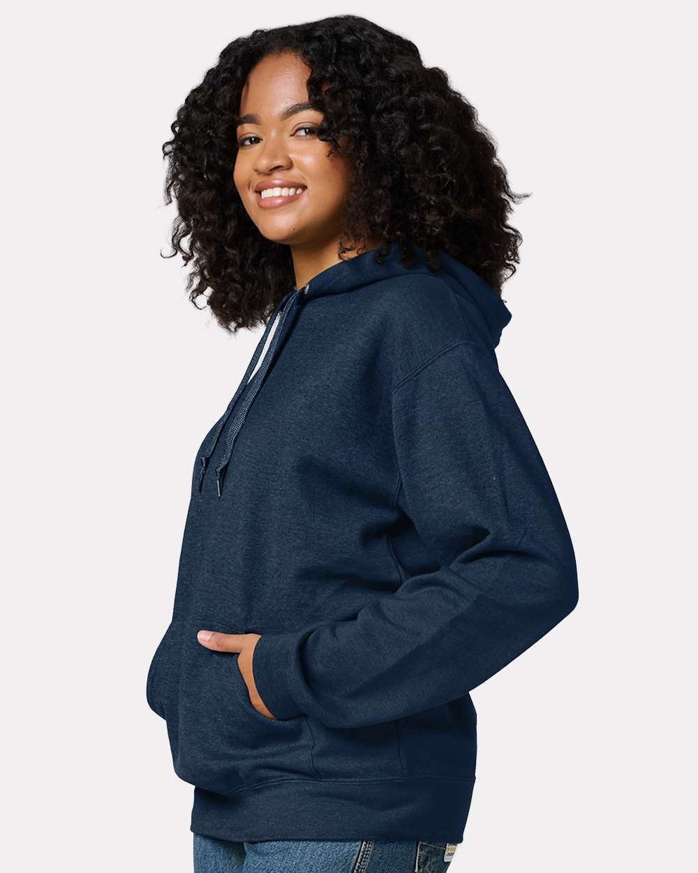 Unisex Ultimate CVC Hooded Sweatshirt - OnModelSide - B01835973 - Indigo Heather