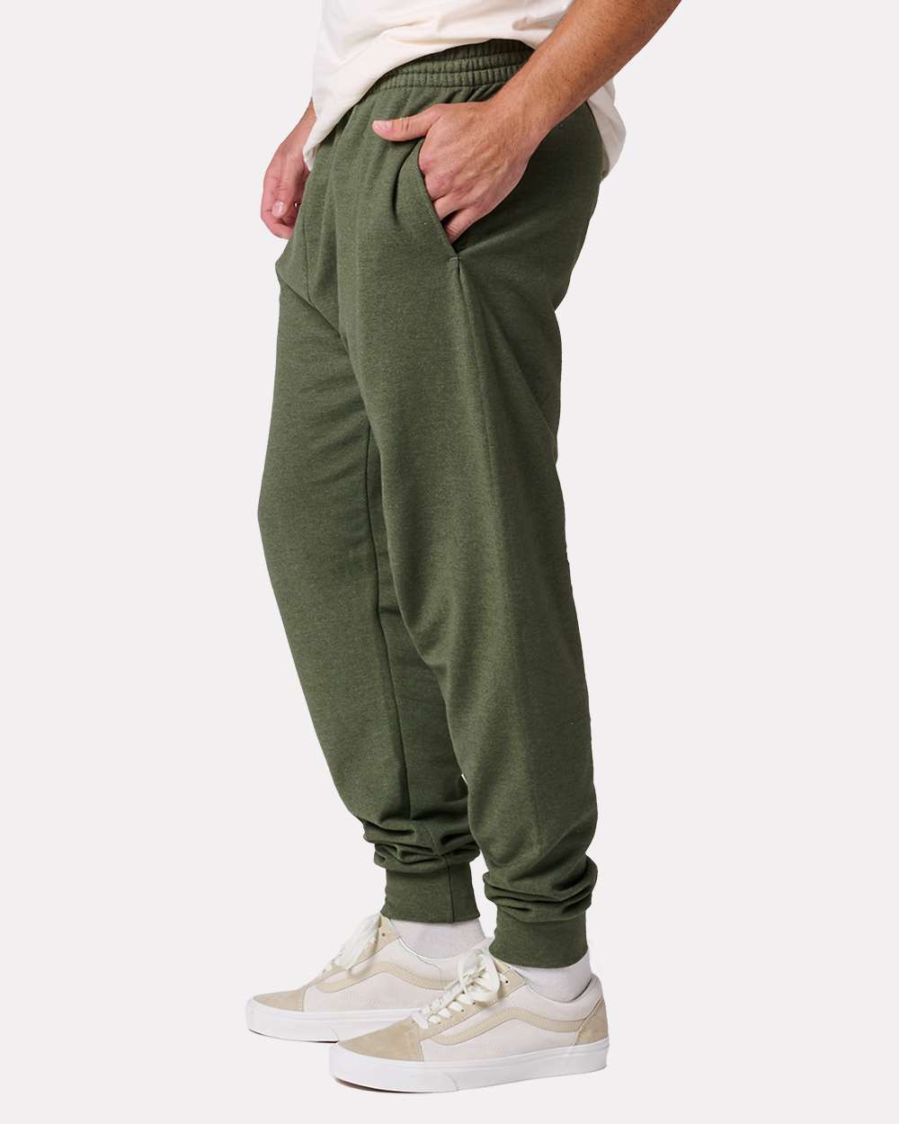 Unisex Ultimate CVC Jogger - OnModelSide - B01935543 - Military Green Heather