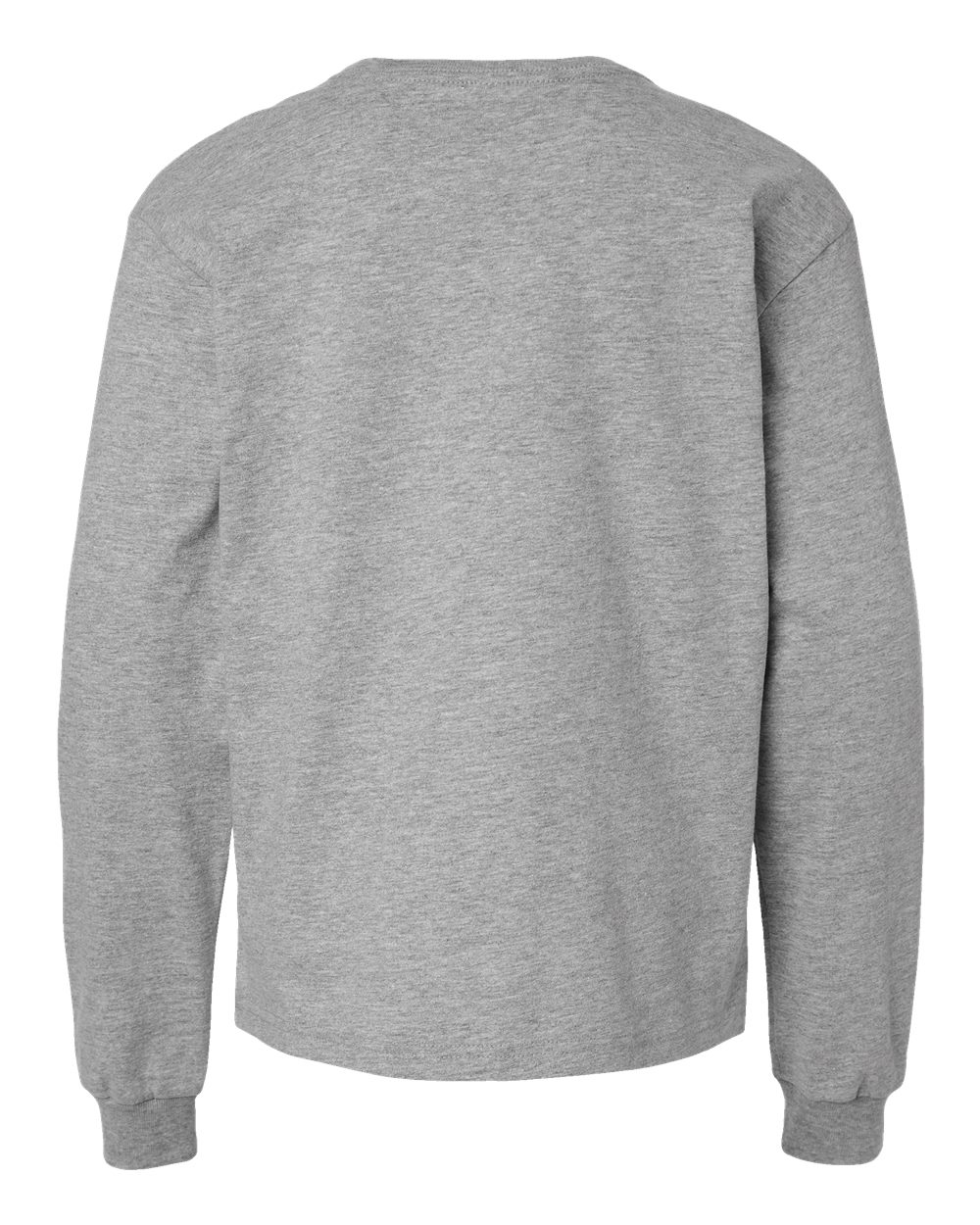 Youth 6oz. Heavyweight Long Sleeve Tee - Back - B08106583 - Athletic Heather