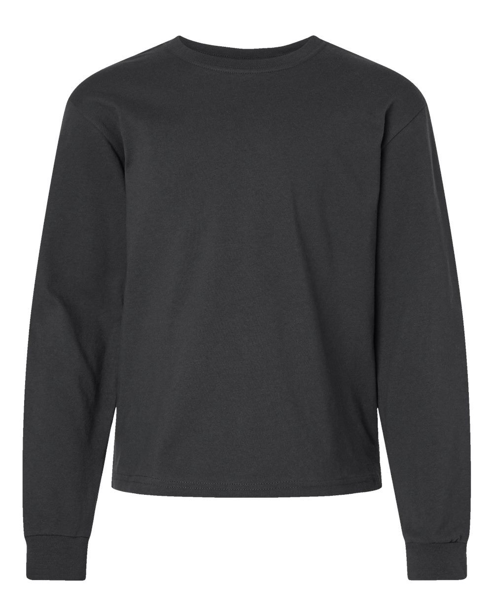 Youth 6oz. Heavyweight Long Sleeve Tee - Front - B08106203 - Dark Grey