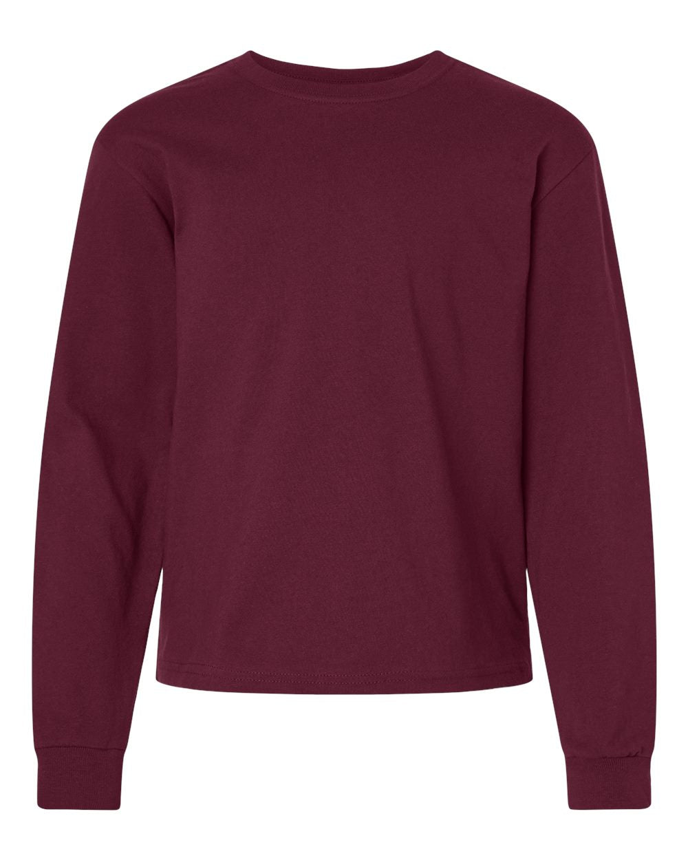 Youth 6oz. Heavyweight Long Sleeve Tee - Front - B08106293 - Maroon
