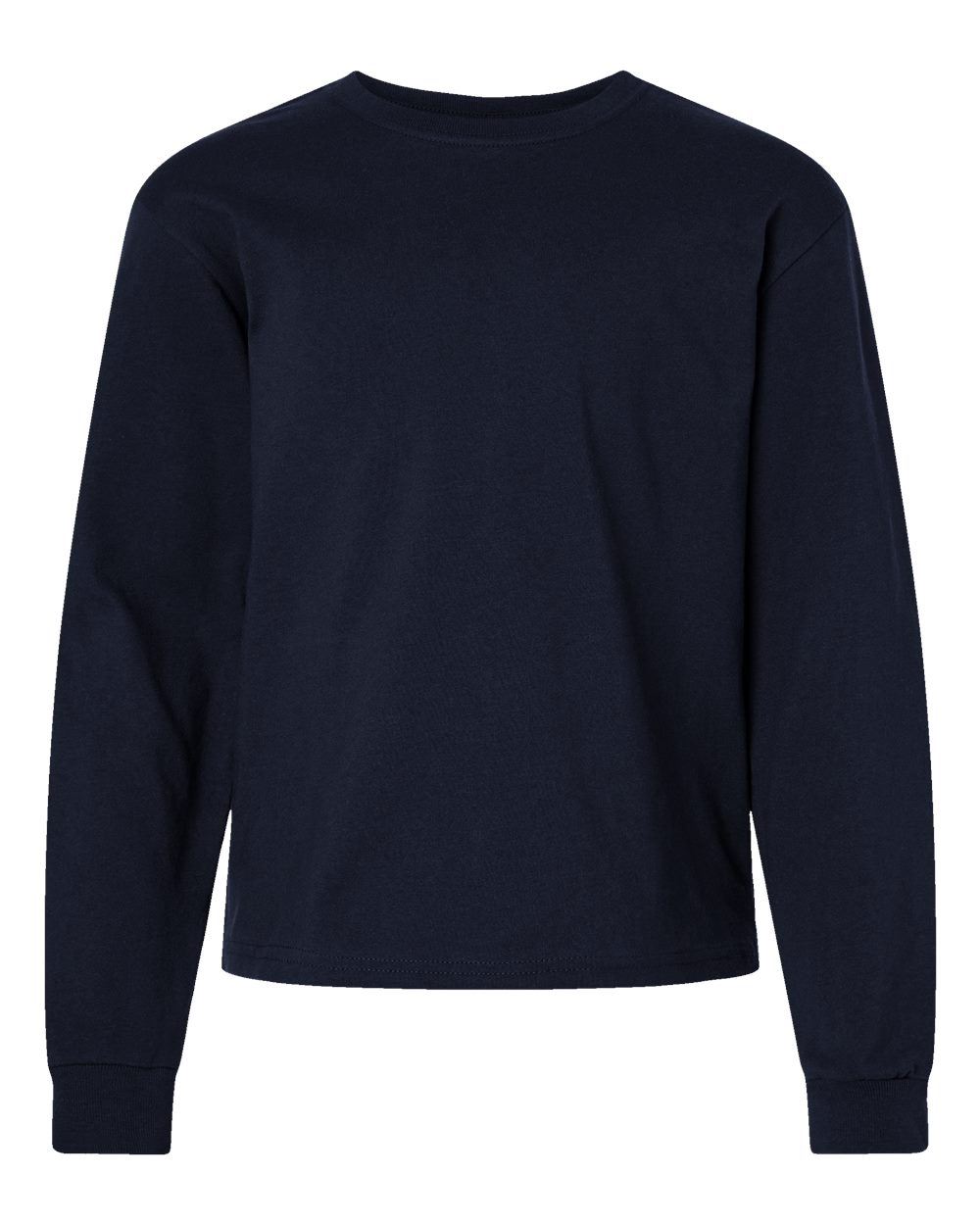 Youth 6oz. Heavyweight Long Sleeve Tee - Front - B08106653 - Navy