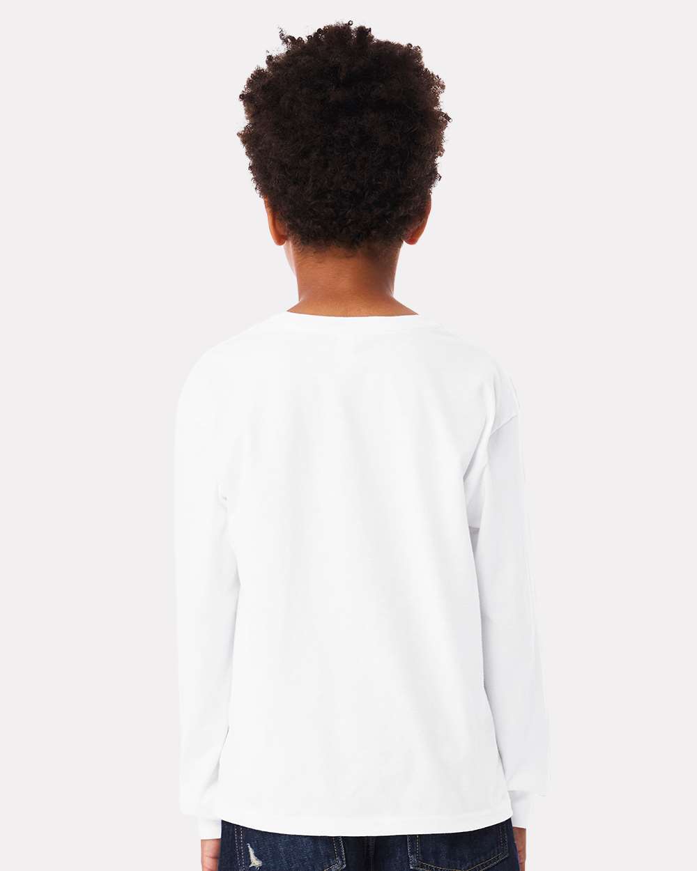Youth 6oz. Heavyweight Long Sleeve Tee - OnModelBack - B08106003 - White