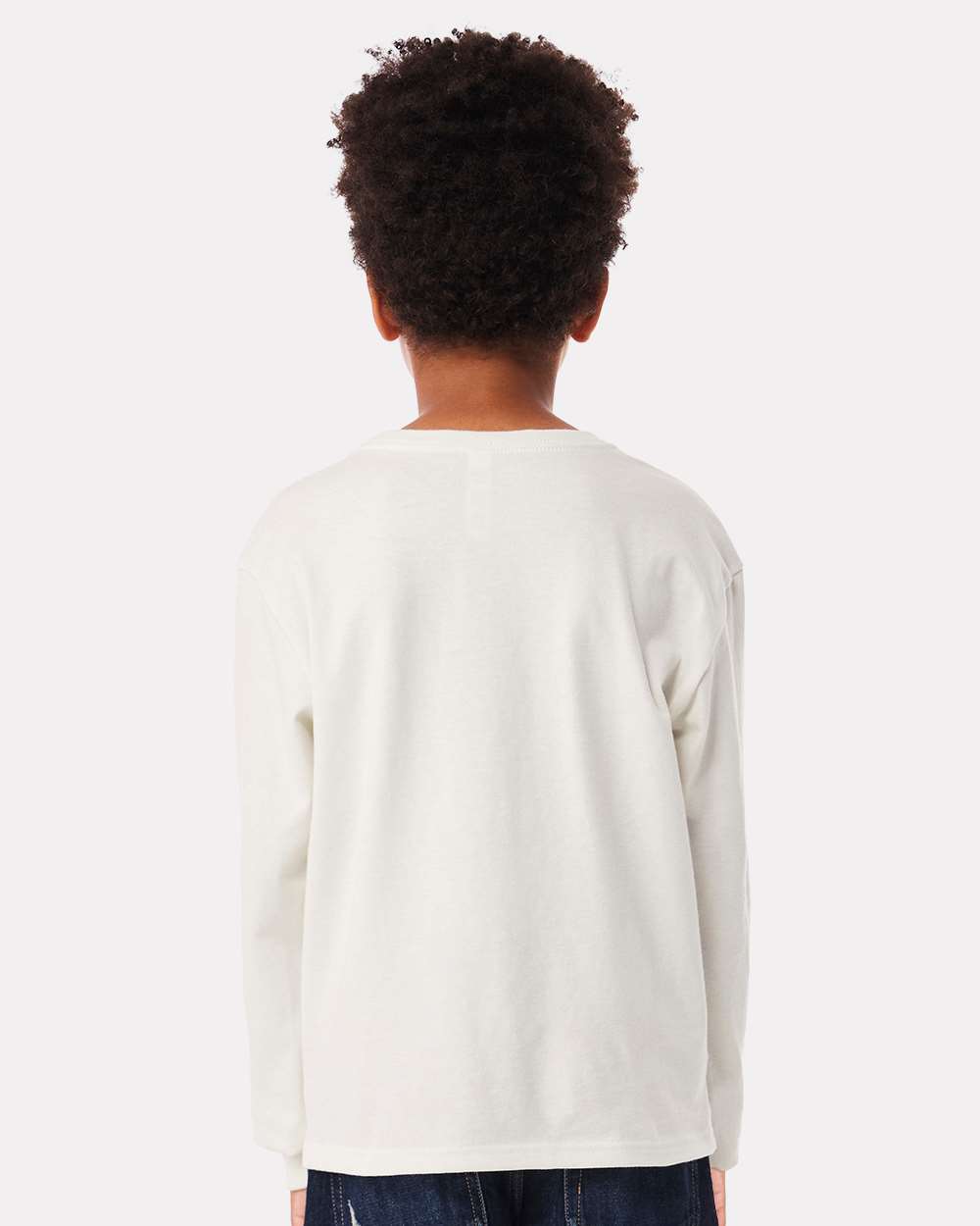 Youth 6oz. Heavyweight Long Sleeve Tee - OnModelBack - B08106013 - Vintage White