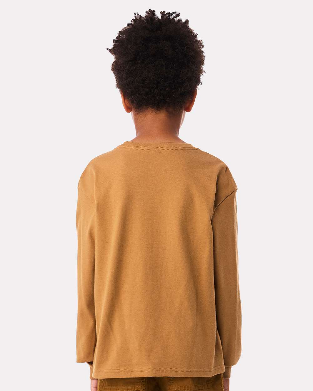 Youth 6oz. Heavyweight Long Sleeve Tee - OnModelBack - B08106103 - Toast