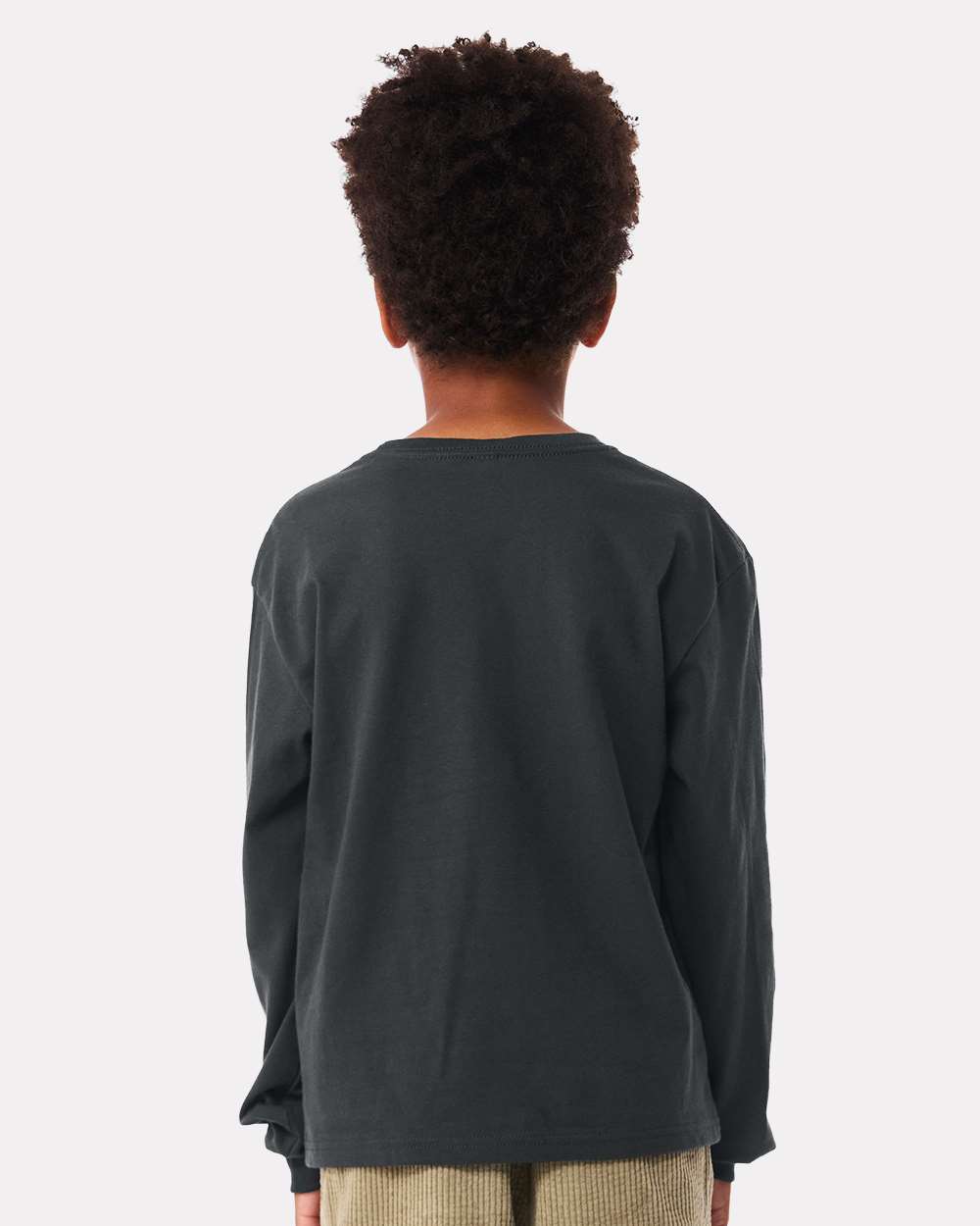 Youth 6oz. Heavyweight Long Sleeve Tee - OnModelBack - B08106203 - Dark Grey