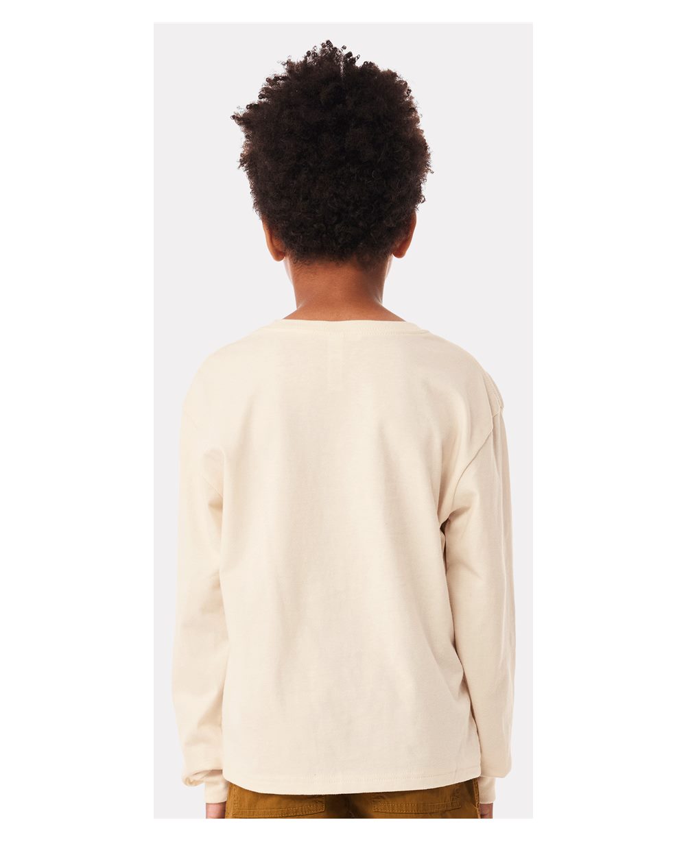Youth 6oz. Heavyweight Long Sleeve Tee - OnModelBack - B08106243 - Natural