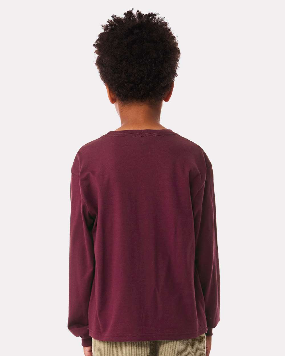 Youth 6oz. Heavyweight Long Sleeve Tee - OnModelBack - B08106293 - Maroon