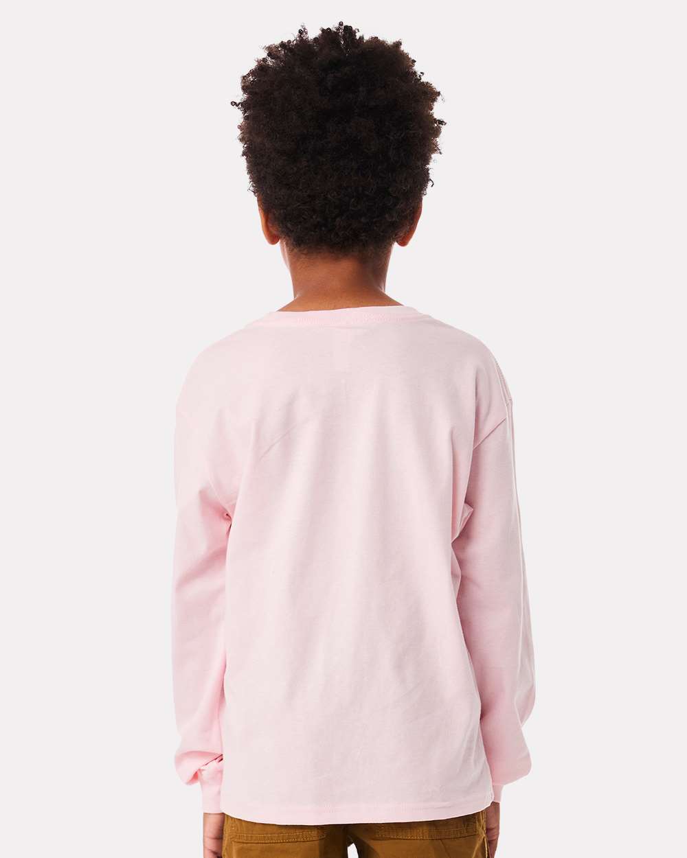 Youth 6oz. Heavyweight Long Sleeve Tee - OnModelBack - B08106463 - Soft Pink