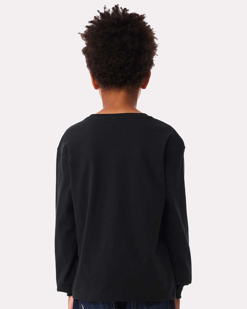Youth 6oz. Heavyweight Long Sleeve Tee - OnModelBack - B08106493 - Vintage Black