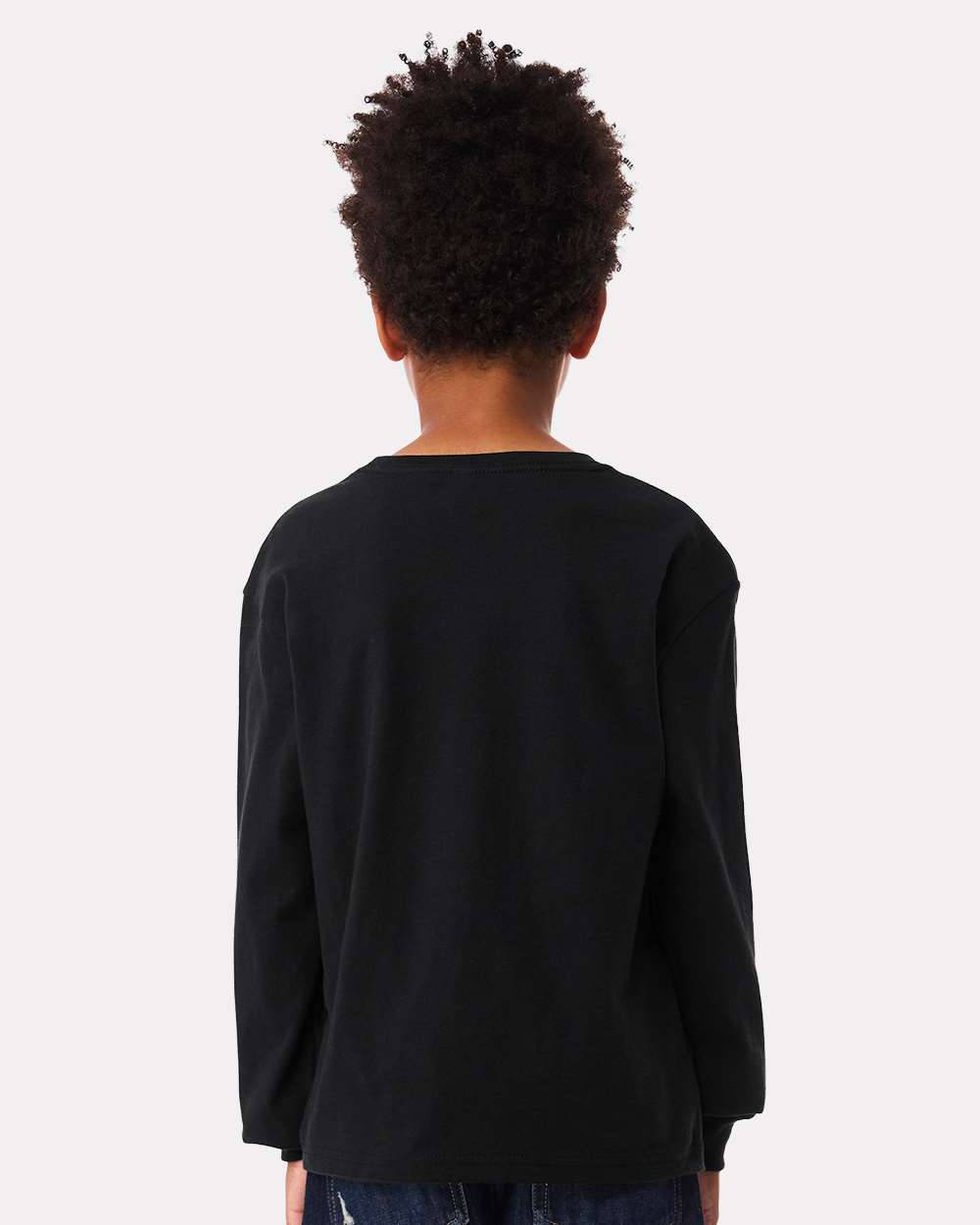 Youth 6oz. Heavyweight Long Sleeve Tee - OnModelBack - B08106503 - Black