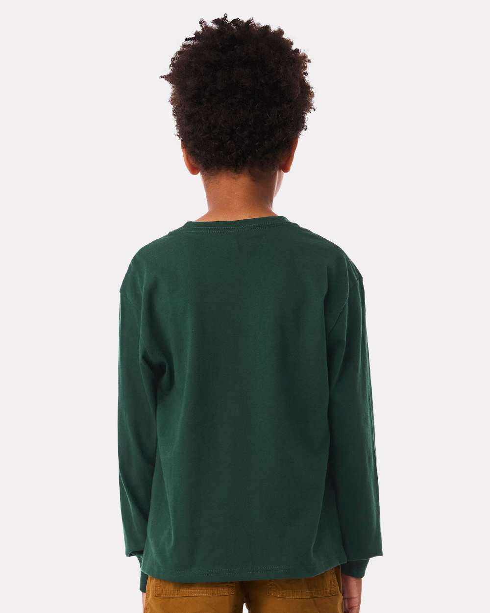 Youth 6oz. Heavyweight Long Sleeve Tee - OnModelBack - B08106543 - Forest