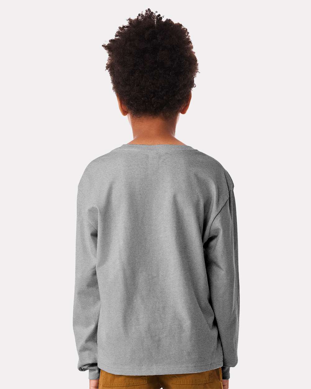 Youth 6oz. Heavyweight Long Sleeve Tee - OnModelBack - B08106583 - Athletic Heather