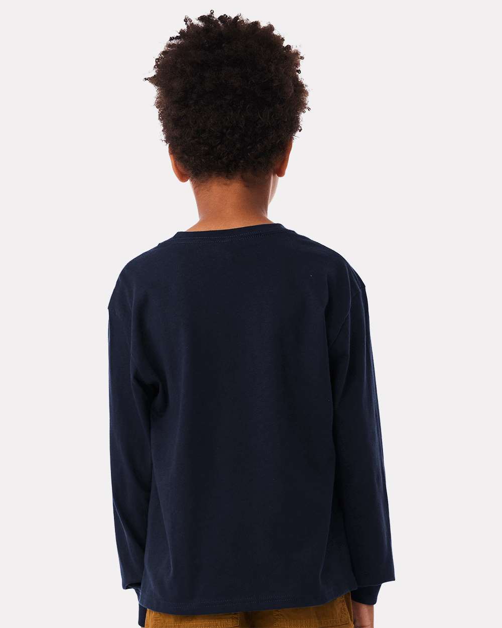 Youth 6oz. Heavyweight Long Sleeve Tee - OnModelBack - B08106653 - Navy