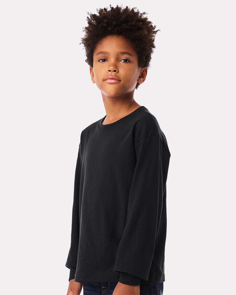 Youth 6oz. Heavyweight Long Sleeve Tee - OnModelSide - B08106493 - Vintage Black
