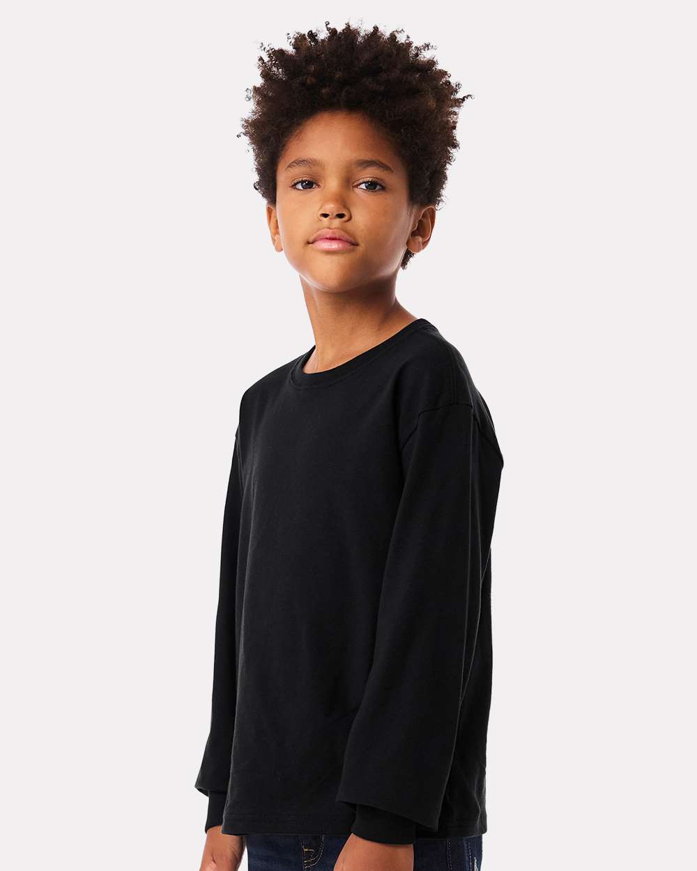Youth 6oz. Heavyweight Long Sleeve Tee - OnModelSide - B08106503 - Black