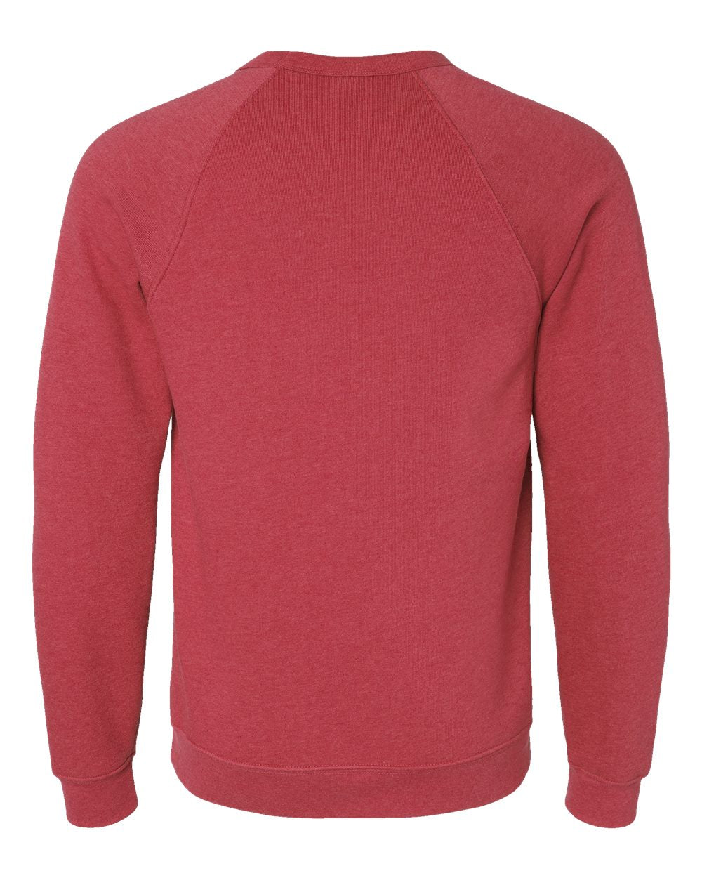 Unisex Sponge Fleece Raglan Crewneck Sweatshirt - Back - B85106042 - Heather Red