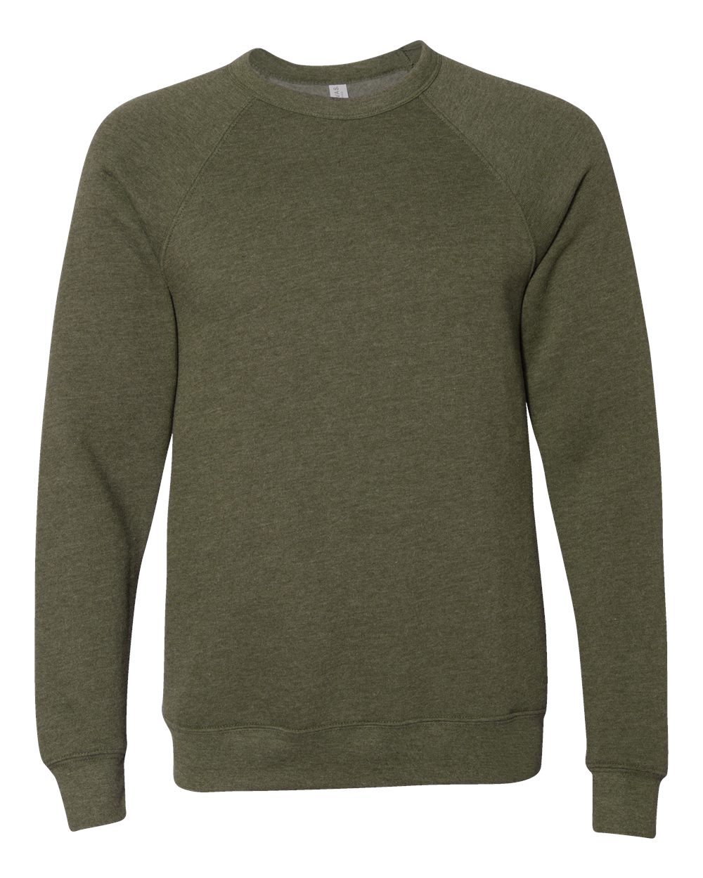 Unisex Sponge Fleece Raglan Crewneck Sweatshirt - Front - B85106032 - Heather Olive