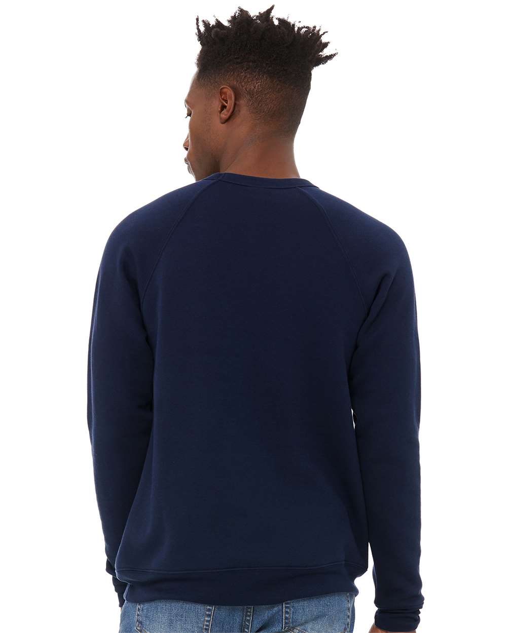 Unisex Sponge Fleece Raglan Crewneck Sweatshirt - OnModelBack - B85106662 - Navy