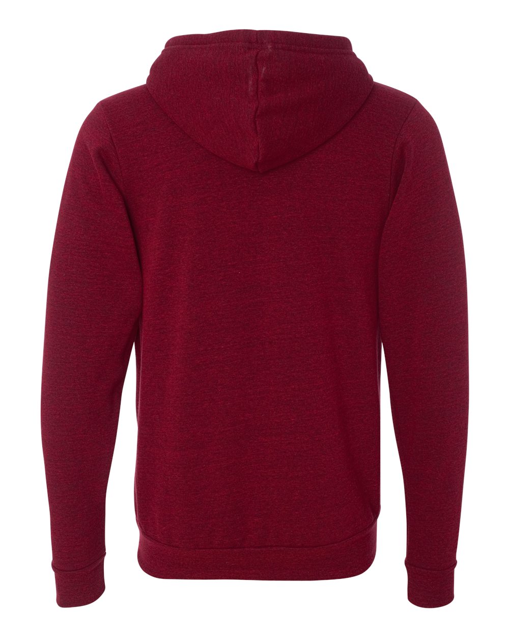 Unisex Triblend Sponge Fleece Full-Zip Hoodie - Back - B84906703 - Cardinal Triblend