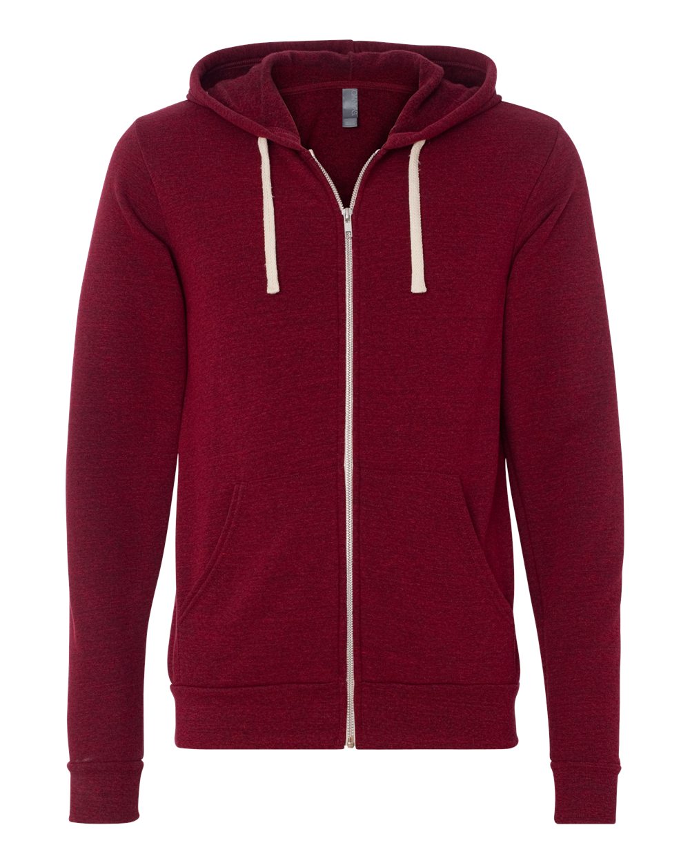 Unisex Triblend Sponge Fleece Full-Zip Hoodie - Front - B84906703 - Cardinal Triblend