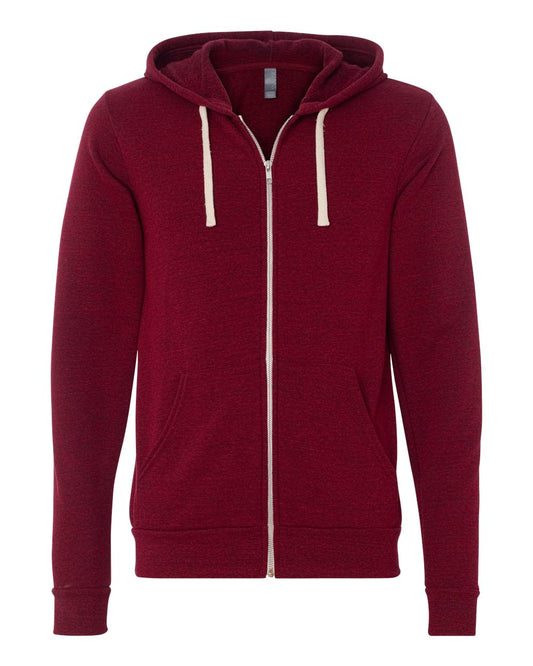 Unisex Triblend Sponge Fleece Full-Zip Hoodie - Front - B84906703 - Cardinal Triblend