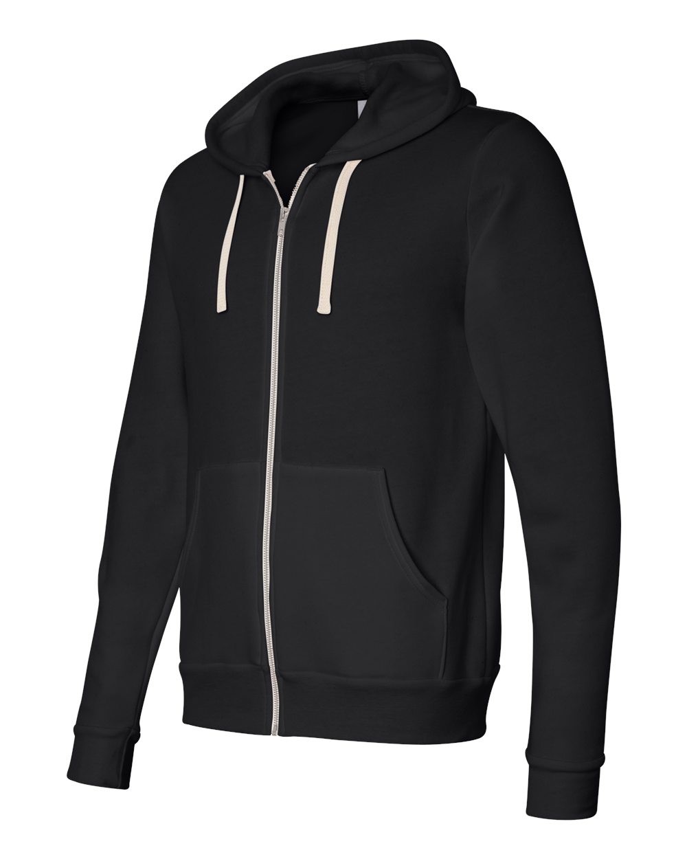 Unisex Triblend Sponge Fleece Full-Zip Hoodie - Side - B84906502 - Solid Black Triblend