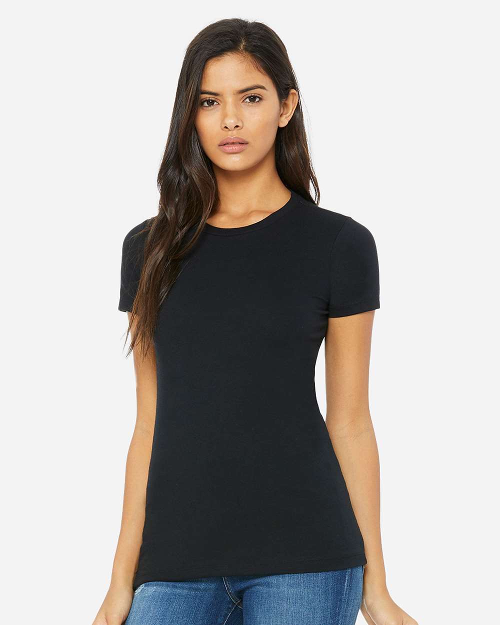 Women's Slim Fit Tee - OnModelFront - B50306513 - Solid Black Blend