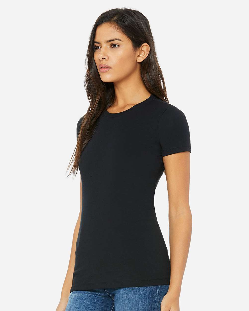 Women's Slim Fit Tee - OnModelSide - B50306513 - Solid Black Blend