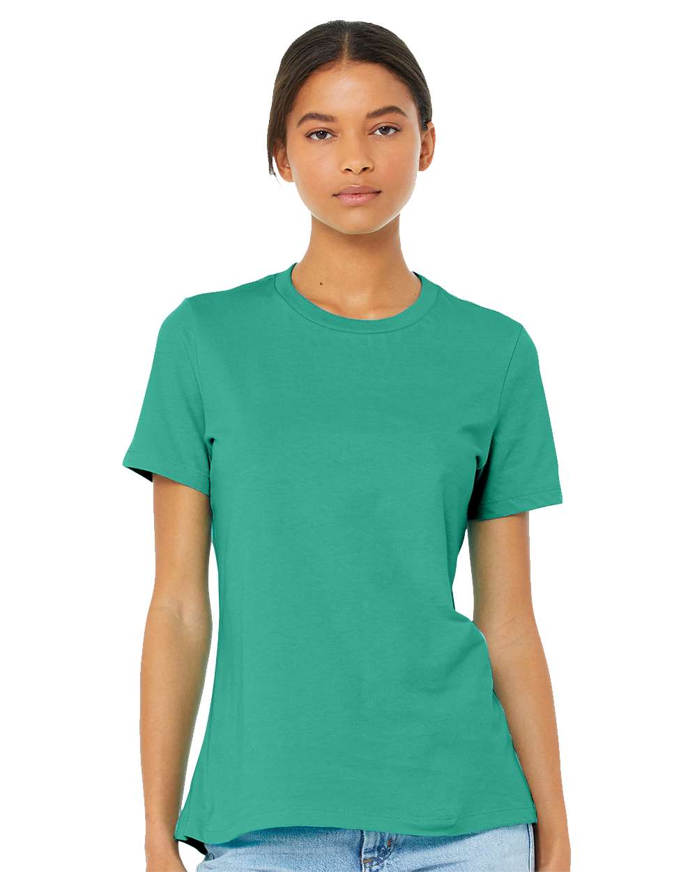 Women’s Relaxed Jersey Tee - OnModelFront - B86906023 - Teal