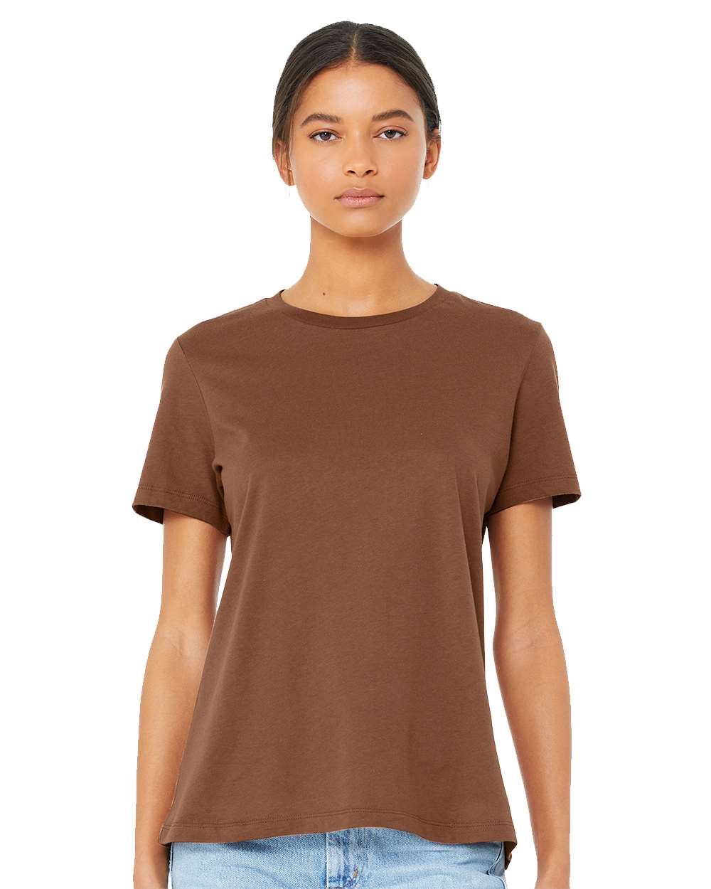 Women’s Relaxed Jersey Tee - OnModelFront - B86906483 - Chestnut
