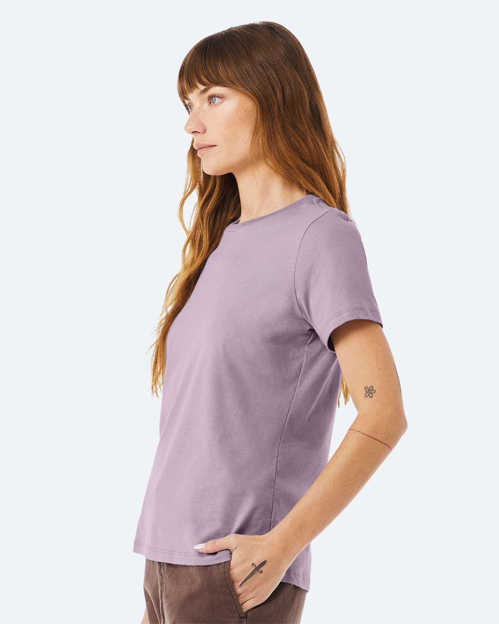 Women’s Relaxed Jersey Tee - OnModelSide - B86906163 - Light Violet