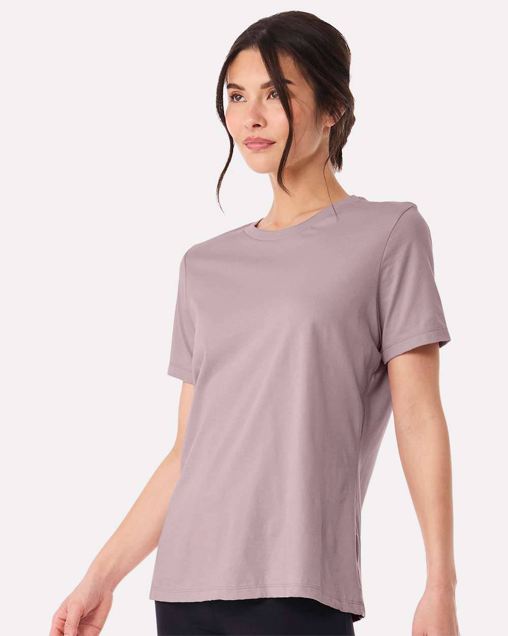Women’s Relaxed Jersey Tee - OnModelSide - B86906383 - Pink Gravel