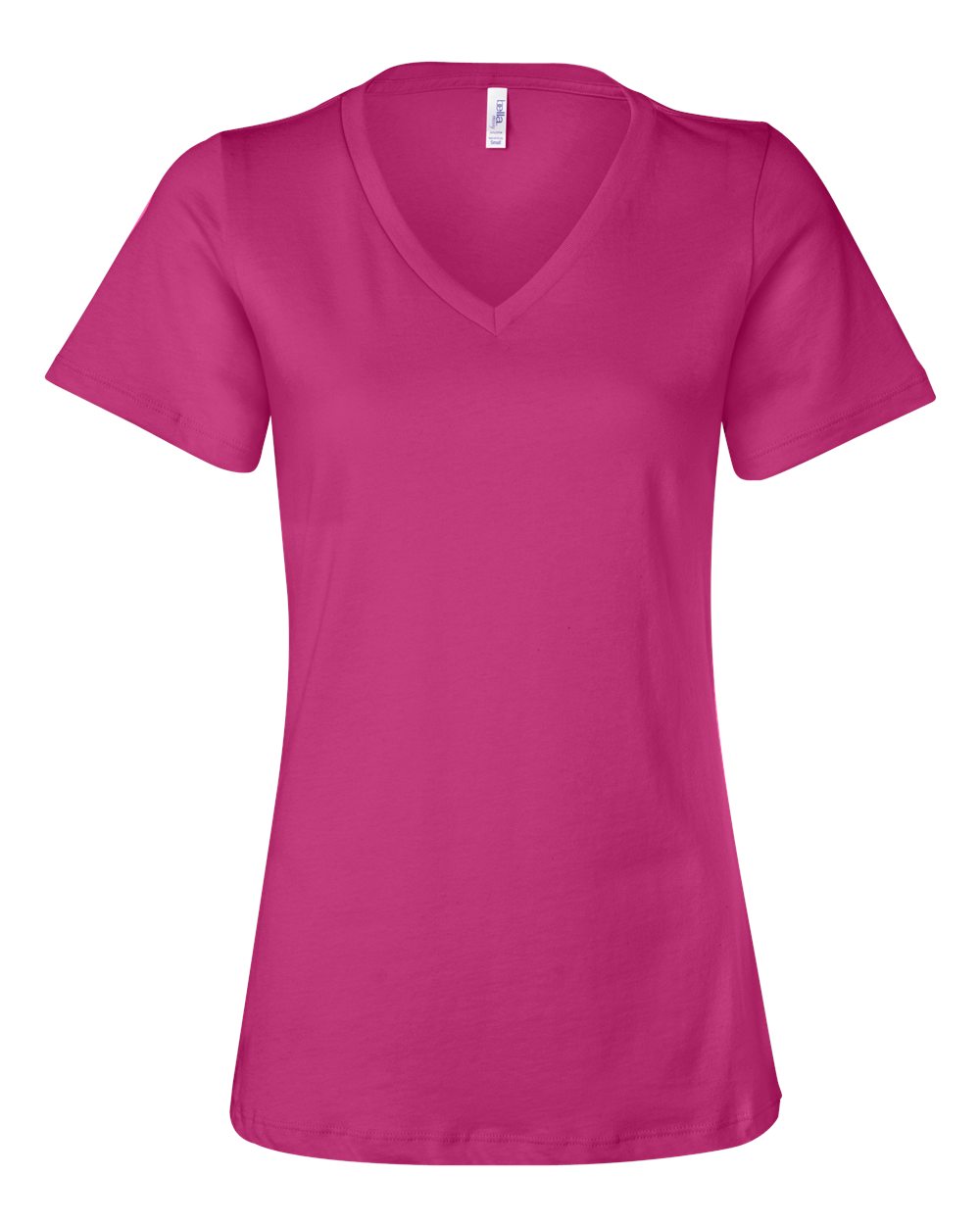 Women’s Relaxed Jersey V-Neck Tee - Front - B87006033 - Berry