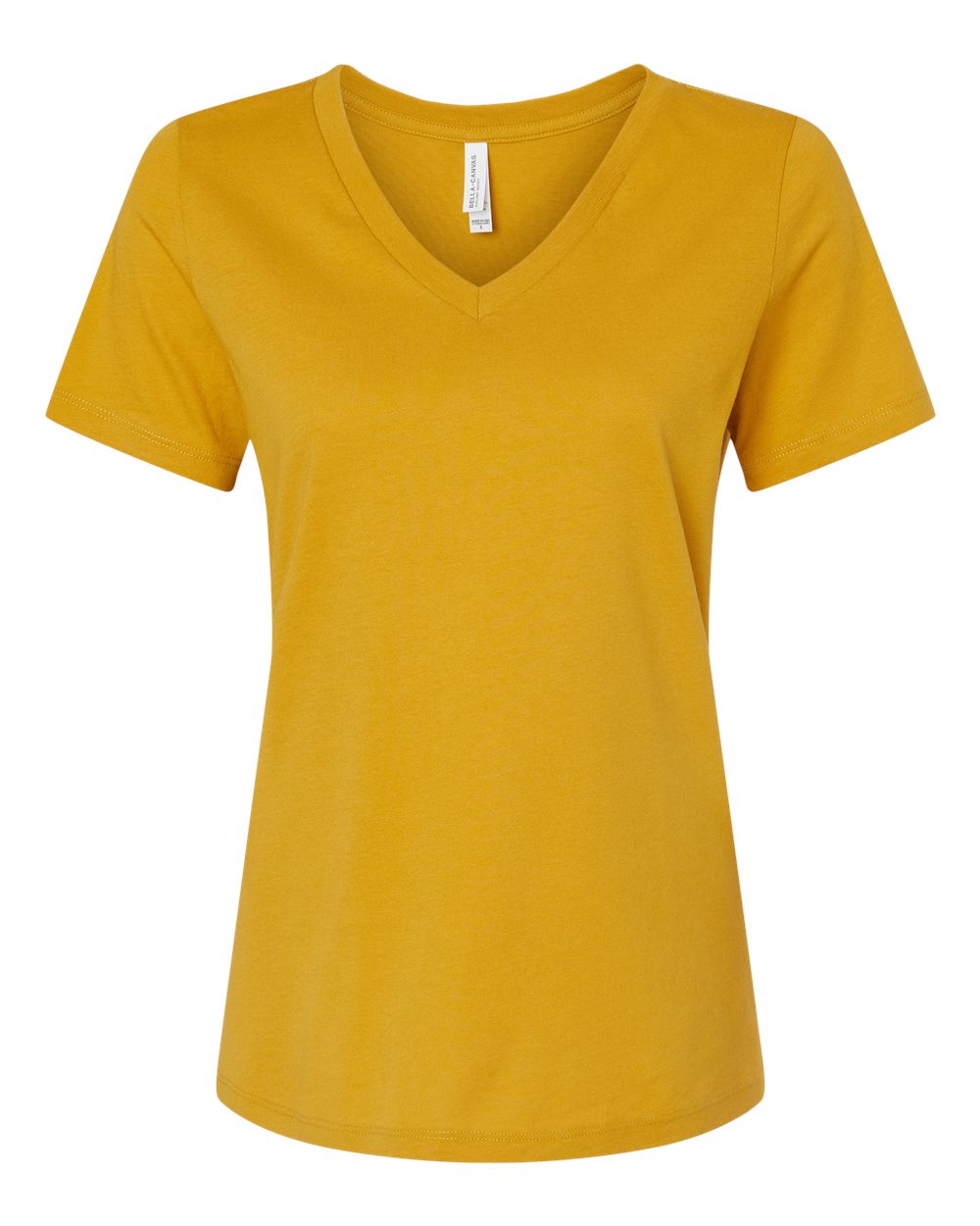 Women’s Relaxed Jersey V-Neck Tee - Front - B87006143 - Mustard