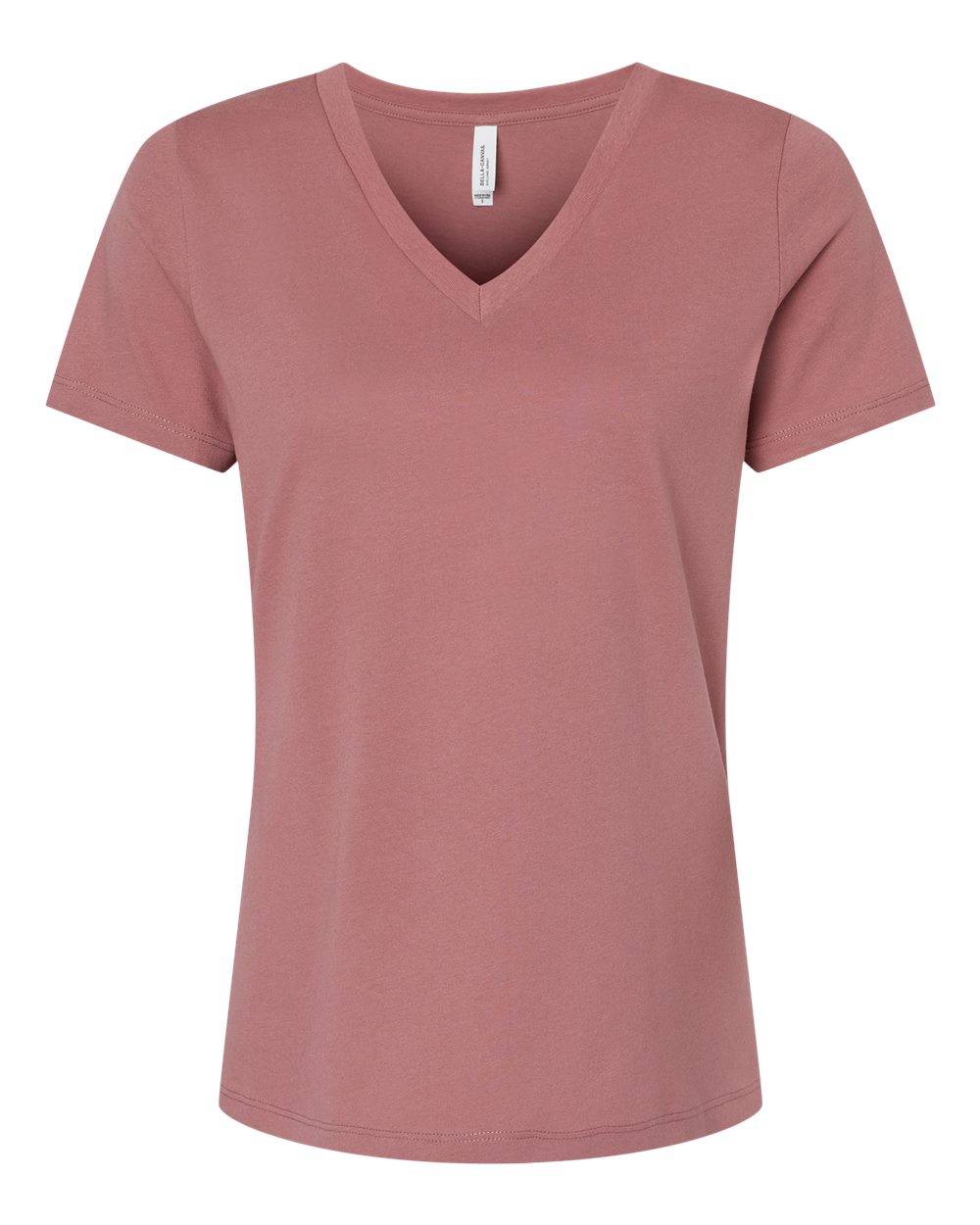 Women’s Relaxed Jersey V-Neck Tee - Front - B87006323 - Mauve