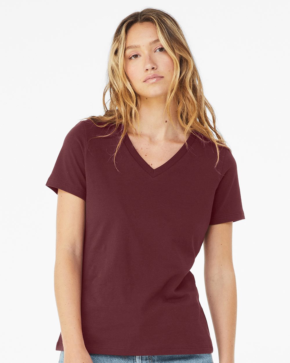 Women’s Relaxed Jersey V-Neck Tee - styleImage