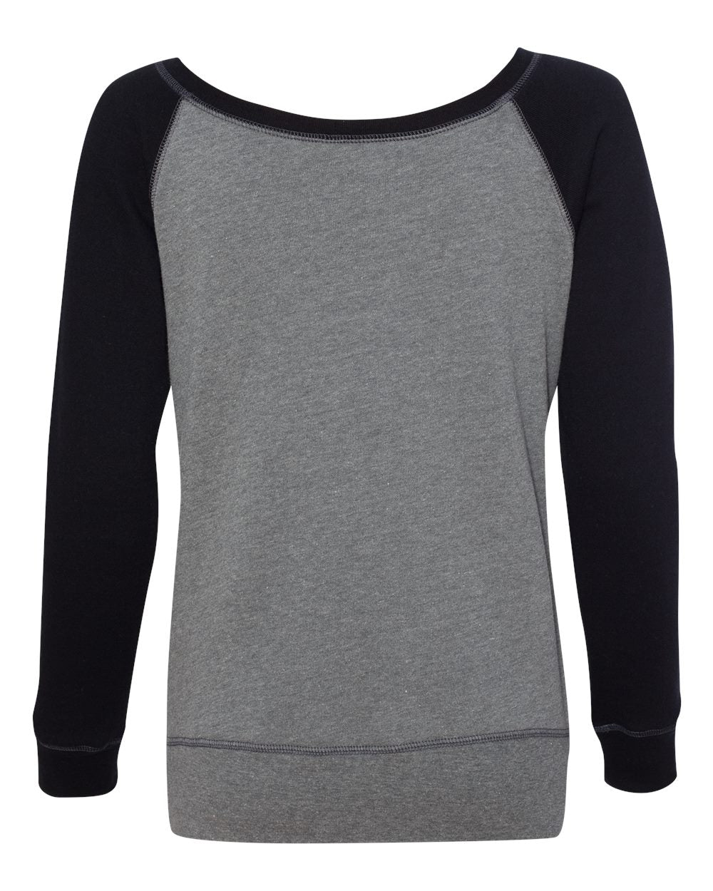 Women’s Sponge Fleece Wide Neck Sweatshirt - Back - B87306103 - Deep Heather/ Black