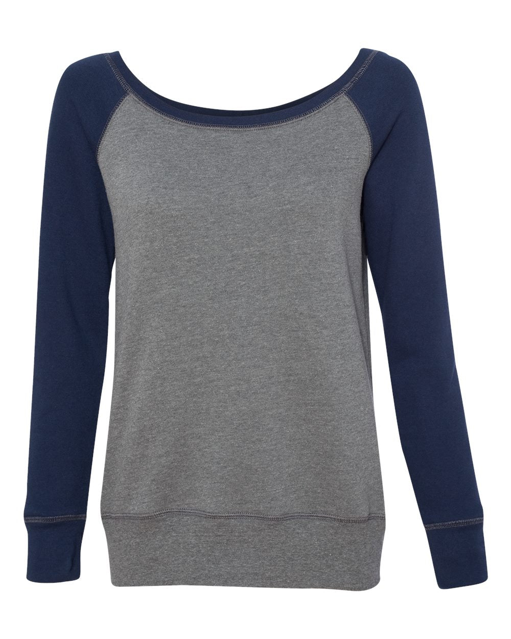 Women’s Sponge Fleece Wide Neck Sweatshirt - Front - B87306083 - Deep Heather/ Navy