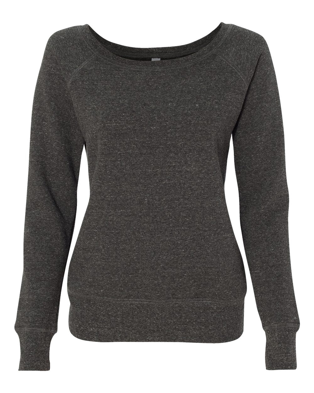 Women’s Sponge Fleece Wide Neck Sweatshirt - Front - B87306093 - Charcoal Black Triblend