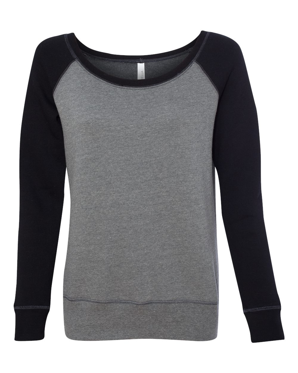 Women’s Sponge Fleece Wide Neck Sweatshirt - Front - B87306103 - Deep Heather/ Black