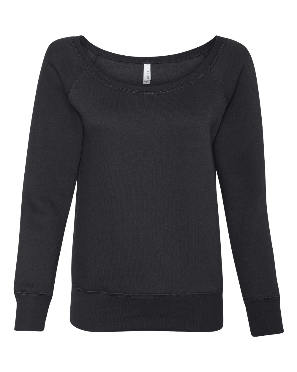 Women’s Sponge Fleece Wide Neck Sweatshirt - Front - B87306493 - Black