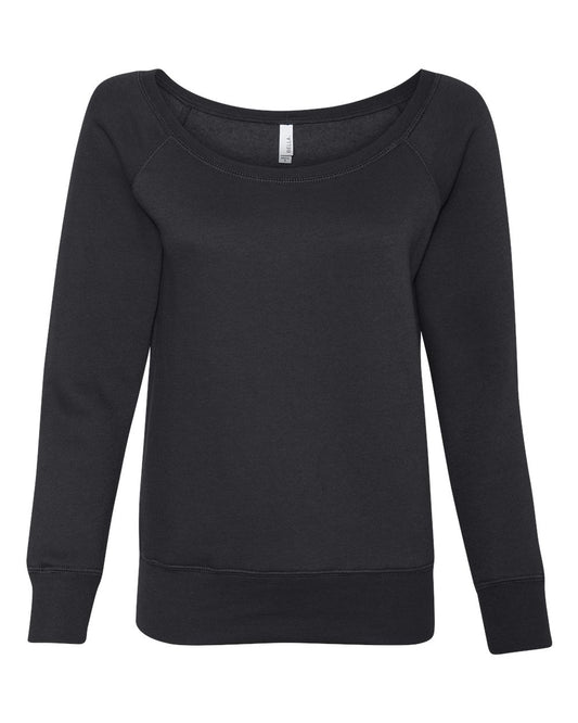 Women’s Sponge Fleece Wide Neck Sweatshirt - Front - B87306493 - Black