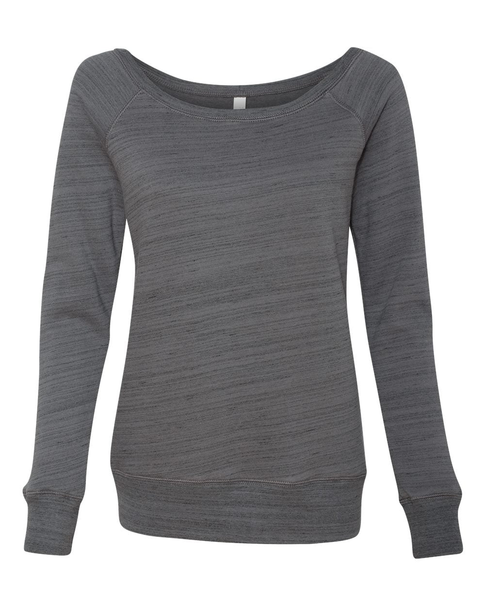 Women’s Sponge Fleece Wide Neck Sweatshirt - Front - B87306513 - Dark Grey Marble