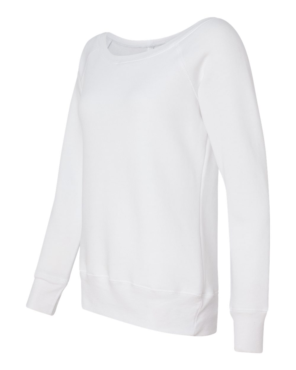Women’s Sponge Fleece Wide Neck Sweatshirt - Side - B87306003 - Solid White Triblend