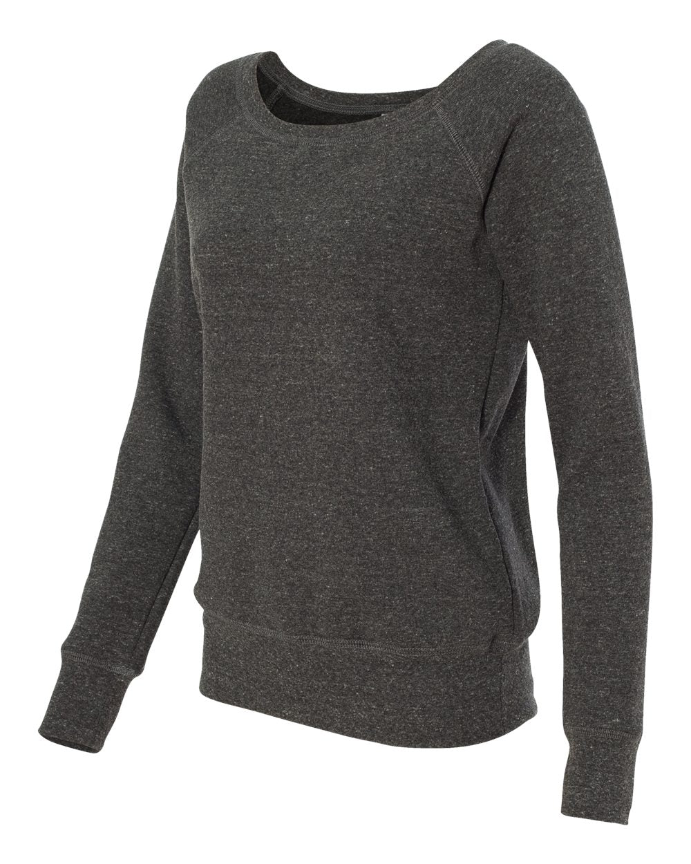 Women’s Sponge Fleece Wide Neck Sweatshirt - Side - B87306093 - Charcoal Black Triblend