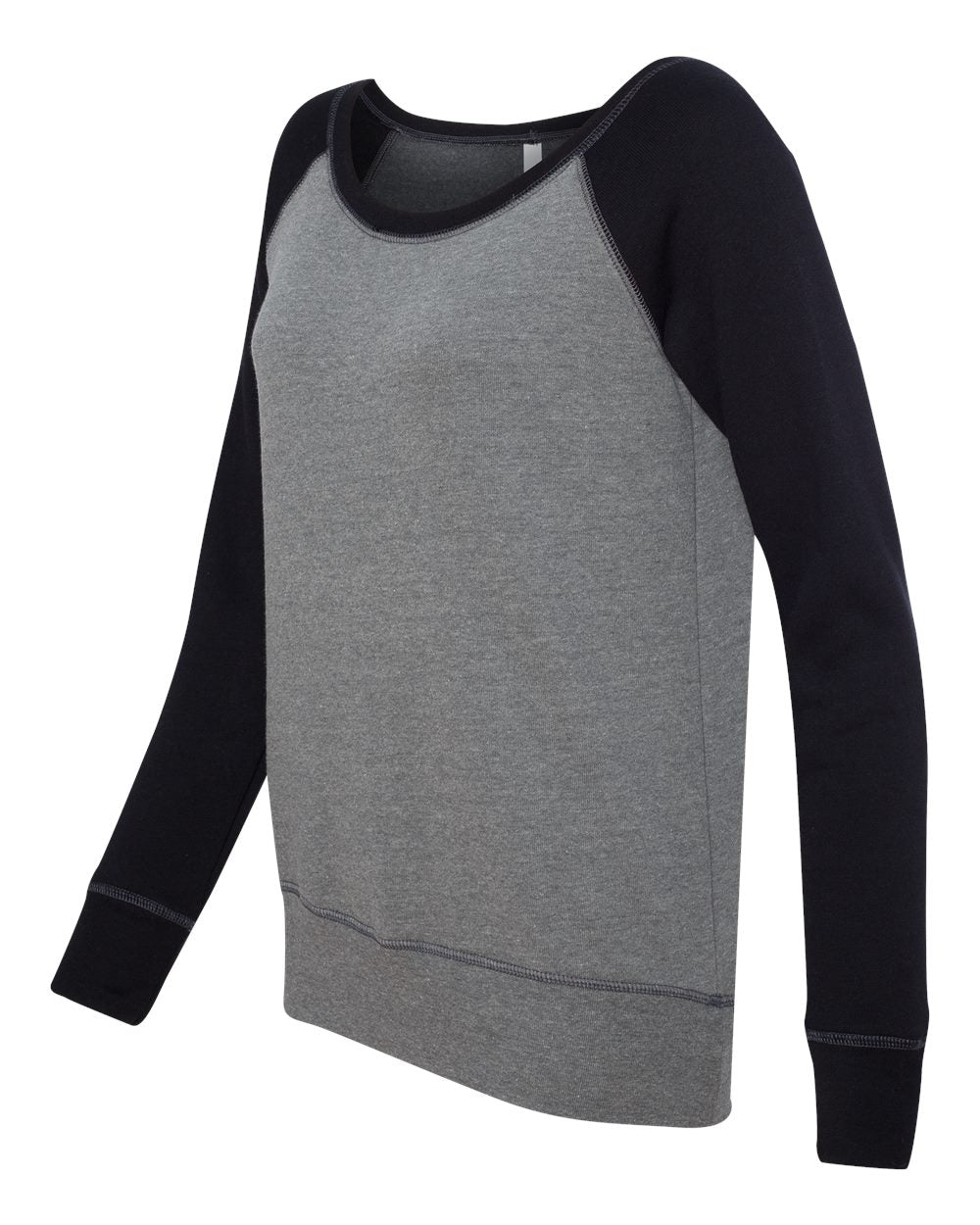 Women’s Sponge Fleece Wide Neck Sweatshirt - Side - B87306103 - Deep Heather/ Black